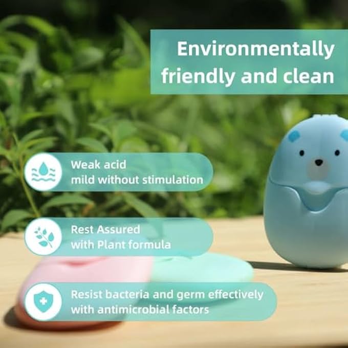 KASTWAVE PORTABLE SOAP SHEETS FOR TRAVEL, DISPOSABLE HAND WASH FLAKES, ON-THE-GO FOAMING SOAP, CAMPING AND HIKING ESSENTIALS, PINK & BLUE & GREEN CLEANING PRODUCTS FOR BACKPACKING, 3-PACK - Image 5